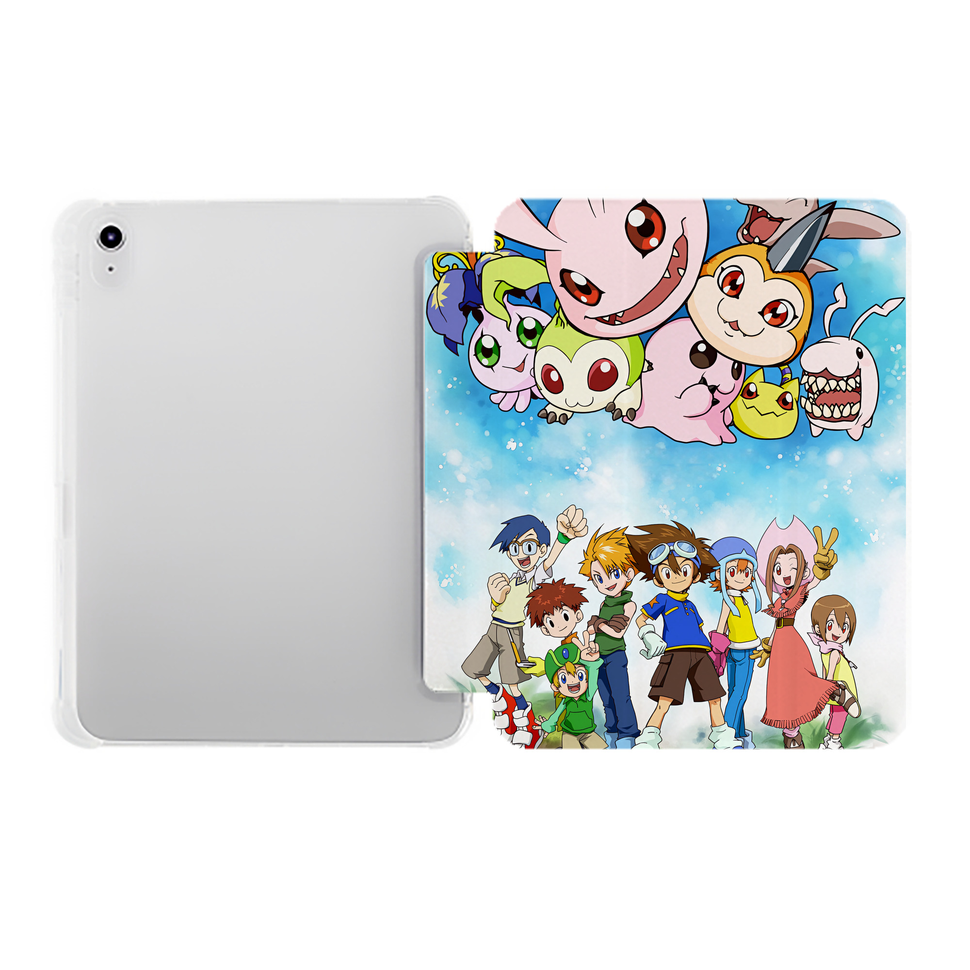 （画像用） Digimon デジタルモンスター/デジモン IPad ケース ペン収納付き 三つ折りスタンド PUレザー×シリコン 対応機種9.5/10.5/10.9インチ